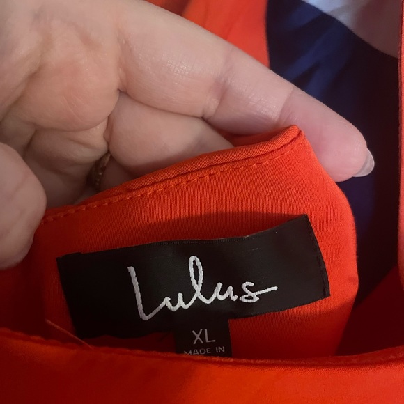 Lulus Joyful Red Orange Multi Stripe Tie-Back Mini Dress Size XL - Picture 5 of 9